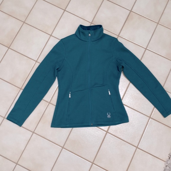 SPYDER Women’s Teal Green Full Zip Core Sweater Fleece Lined Jacket Size M Ski - Picture 2 of 9